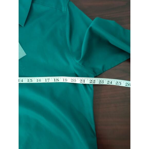 Chico's Button up Shirt Women's Sz 12 Teal Long Sleeve Collared No Iron Cotton - Picture 6 of 13
